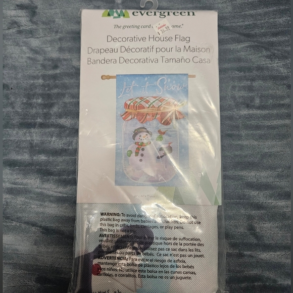 Evergreen Decorative House Flag with Snowman In A Jar! - Picture 1 of 5